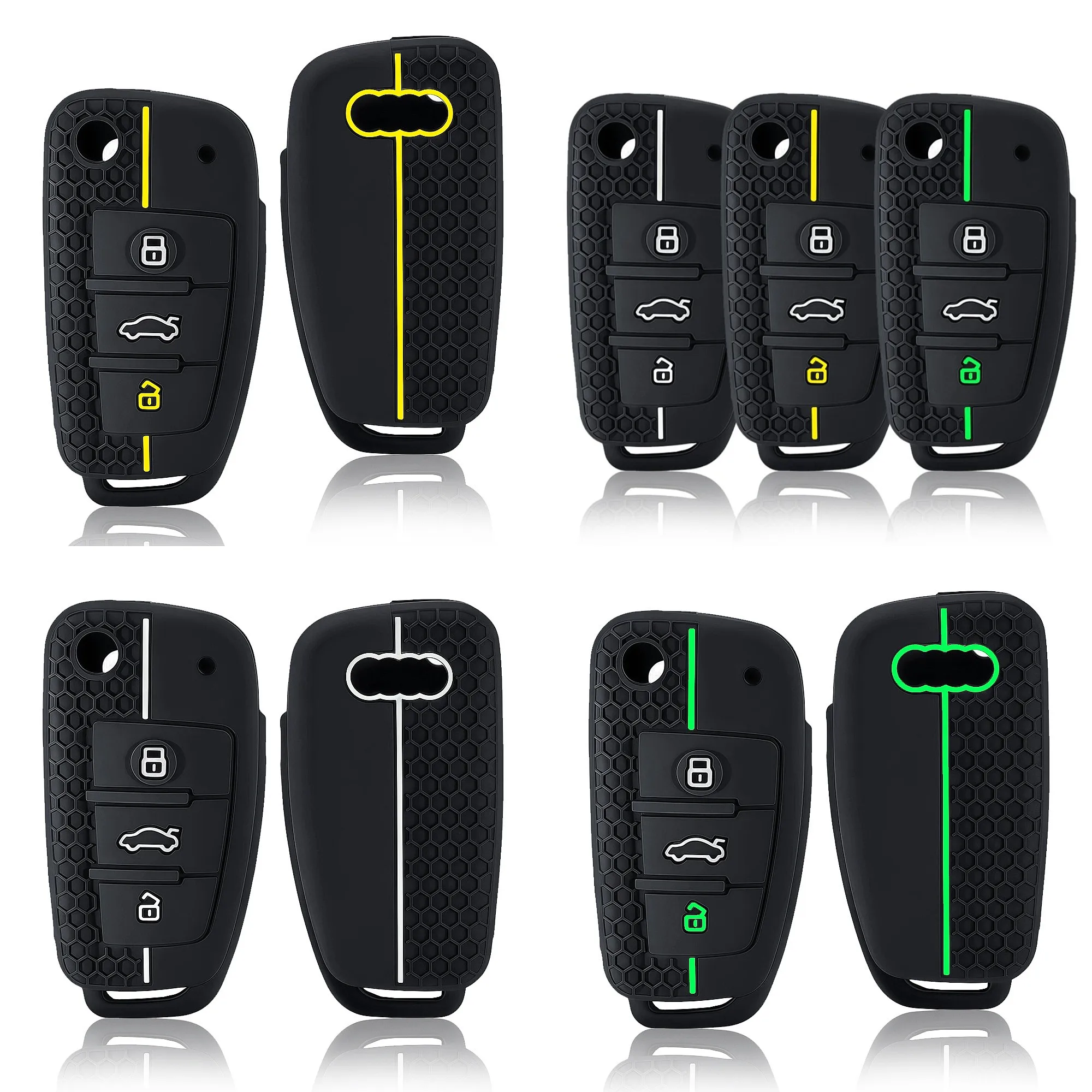 New Hot 3 Button Silicone Key Case Cover Shell for Audi A4 B7 A6 C6 4f 8v A3 8p A1 A3 Accessories Auto Remote Key Holder Jacket