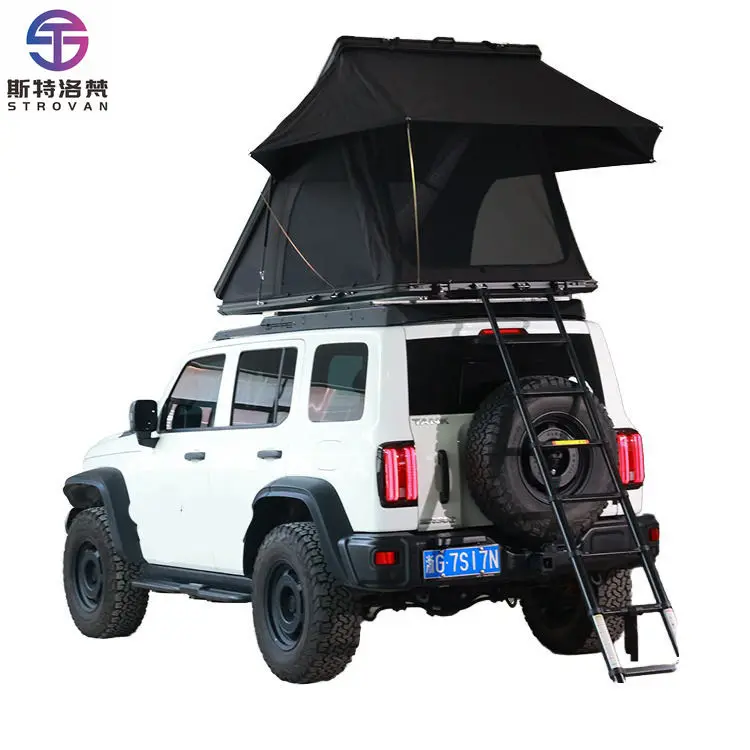 

STLF LZS Ultra-light Automatic Waterproof 4wd Suv Car Roof Top Tent Aluminum Hard Shell Triangle Roof Top Tents T Slot 2" Bar