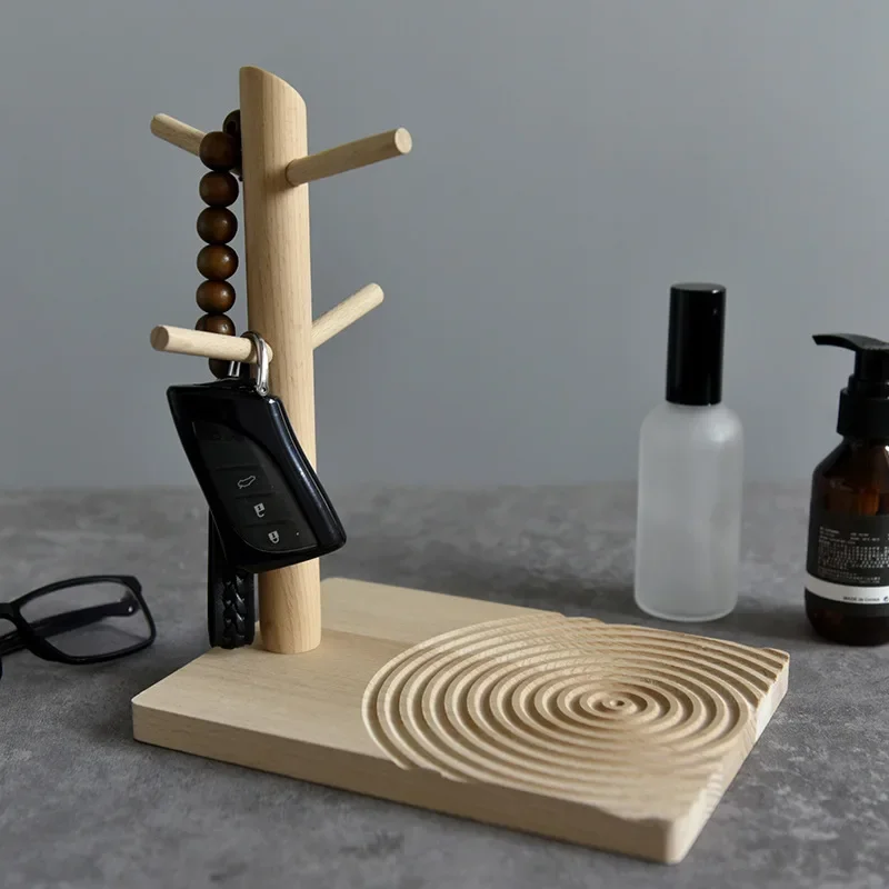 HeMu Home commercial wooden entrance storage hanging key cup holder jewelry earrings ring display rack desktop storage rack