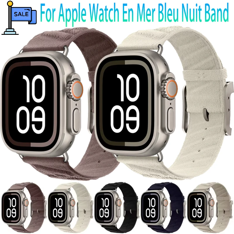 

Ocean Nylon Strap For Apple Watch Ultra/2 49mm 10 9 8 7 6 5 4 SE En Mer Bleu Nuit Comfortable Band iWatch 46/42/45/41/44/40/38mm