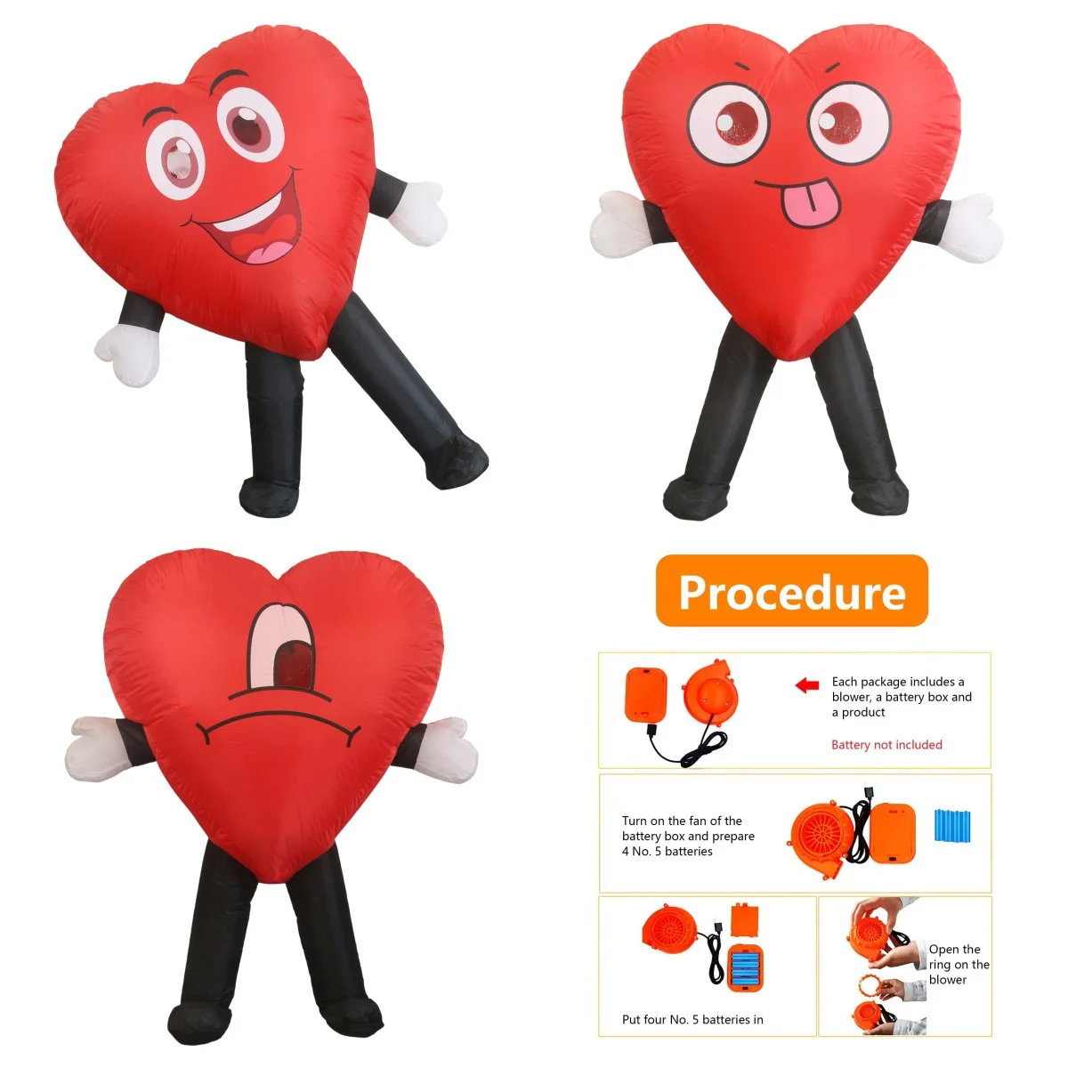 

Party Valentine's Day Cute Smiling Face Inflatable Costume Stage Performance Love Inflatable Costume Performance Costume