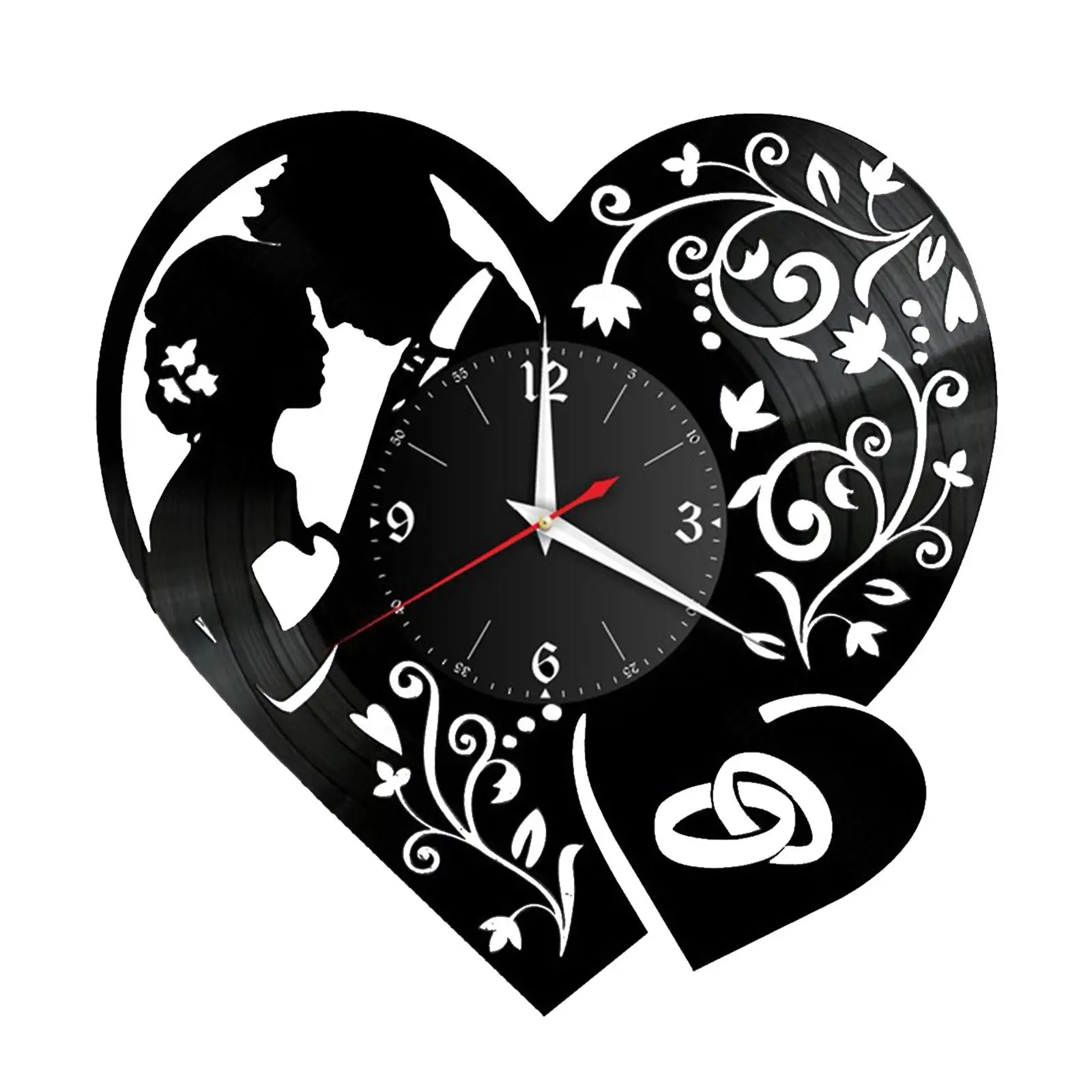 12'' Silent Vinyl Record Wall Clock Hanging Light Colors Change Indoor Decor