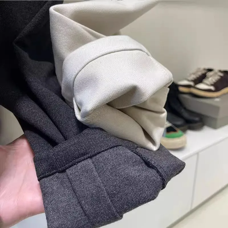 Bla مستقيم الساق السراويل عارضة زائد حجم للرجال فضفاضة مريحة واسعة الساق السراويل الخريف الشتاء زائد حجم السراويل التخسيس