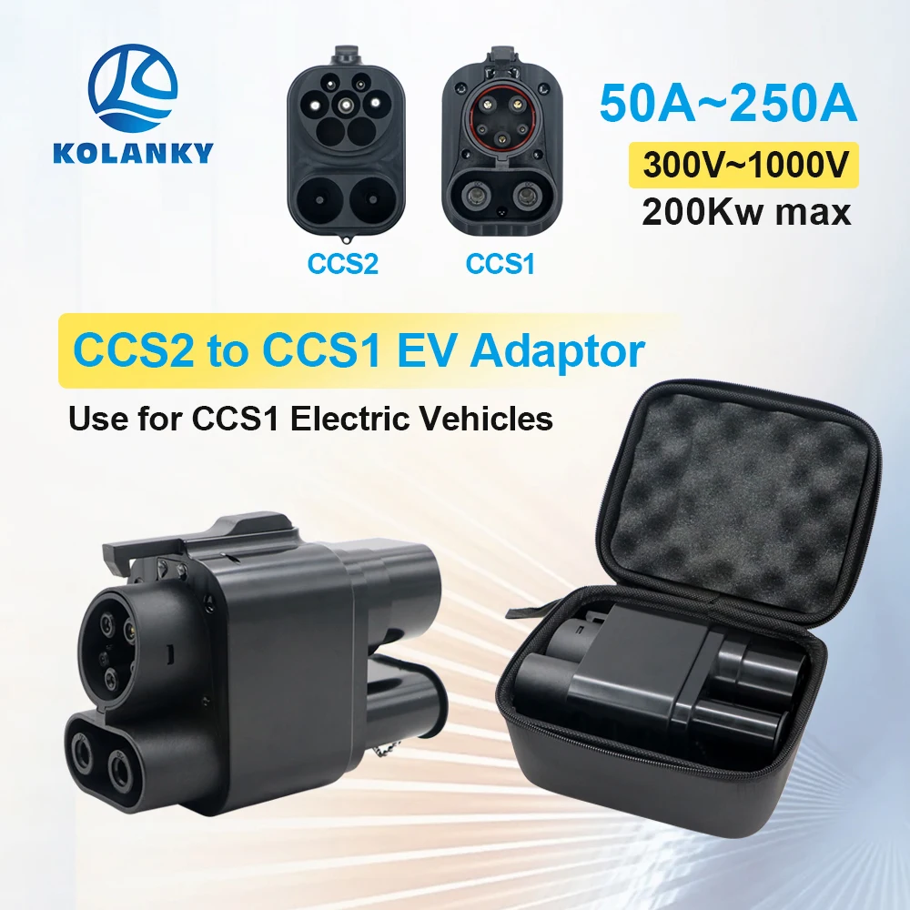 Kolanky Portable EV Charging Adaptor AC+DC CCS2 To CCS1 Connector For Eletric Vehicle Hybrid Car Fast  Charging