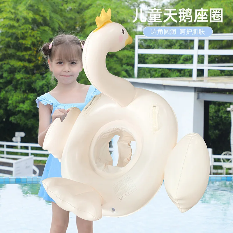 3-6 years old water toys with canopy anti-rollover sunshade boat swan seat children's swimming ring pvc float  pool floaties