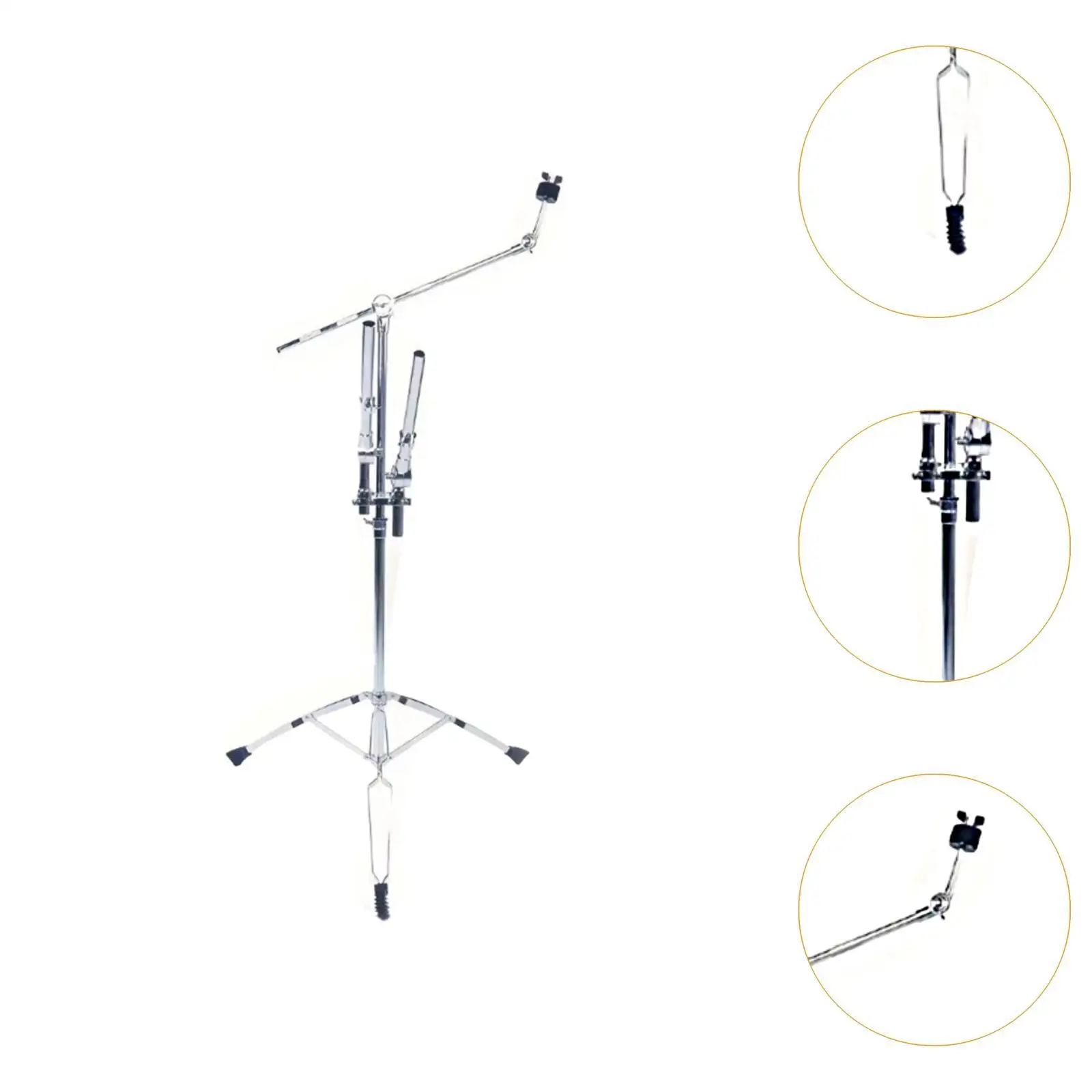 Cymbal Stand Instrument Holder Foldable Nonslip Adjustable Hardware Cymbal Tilter Double Braced Tripod for Studio Music Room