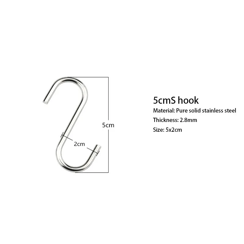 5/10/20PCS S-Shape Hook Stainless Steel Clothes Bags Towels Hanging Holder Kitchen Bathroom Railing Hanger Organizer S Hook