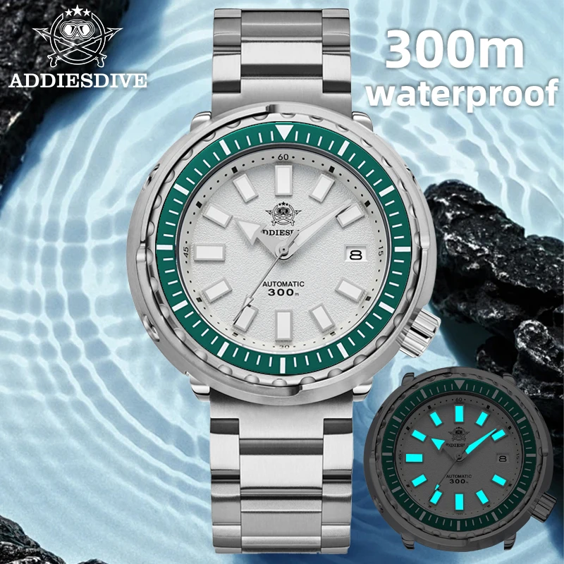 ADDIESDIVE 300m Diving Automatic Tuna Watch NH35 Sapphire Glass Mechanical Watches AD2090 Luminous 41mm Luxury Relogio Masculino