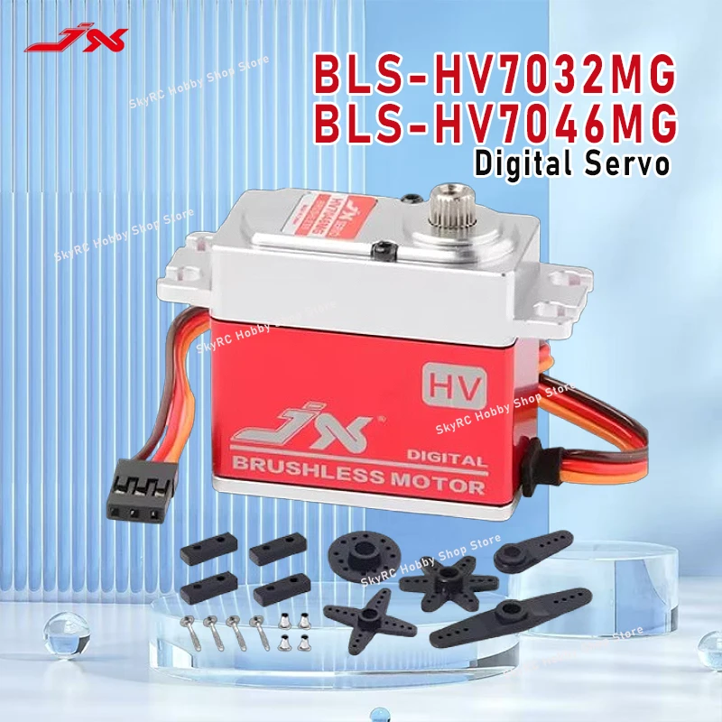

JX Servo BLS-HV7032/7046MG Цифровой сервопривод — бесщеточный двигатель, цельнометаллический ЧПУ, высокое напряжение, большой крутящий момент