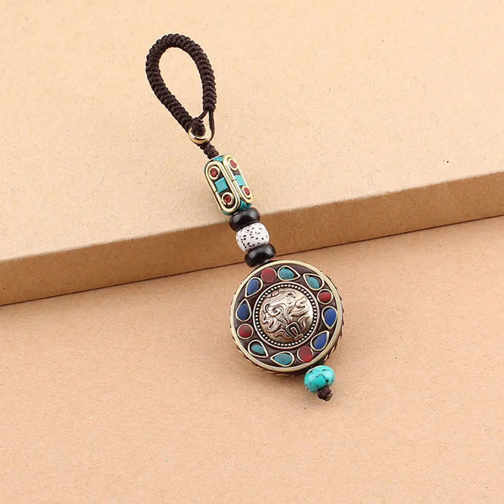 Metal Lucky Keychain for Car Keys Handbag Purse Bag Charm Pendant Decorative Key Chain Good Luck Peace Symbol Fashion Accessory