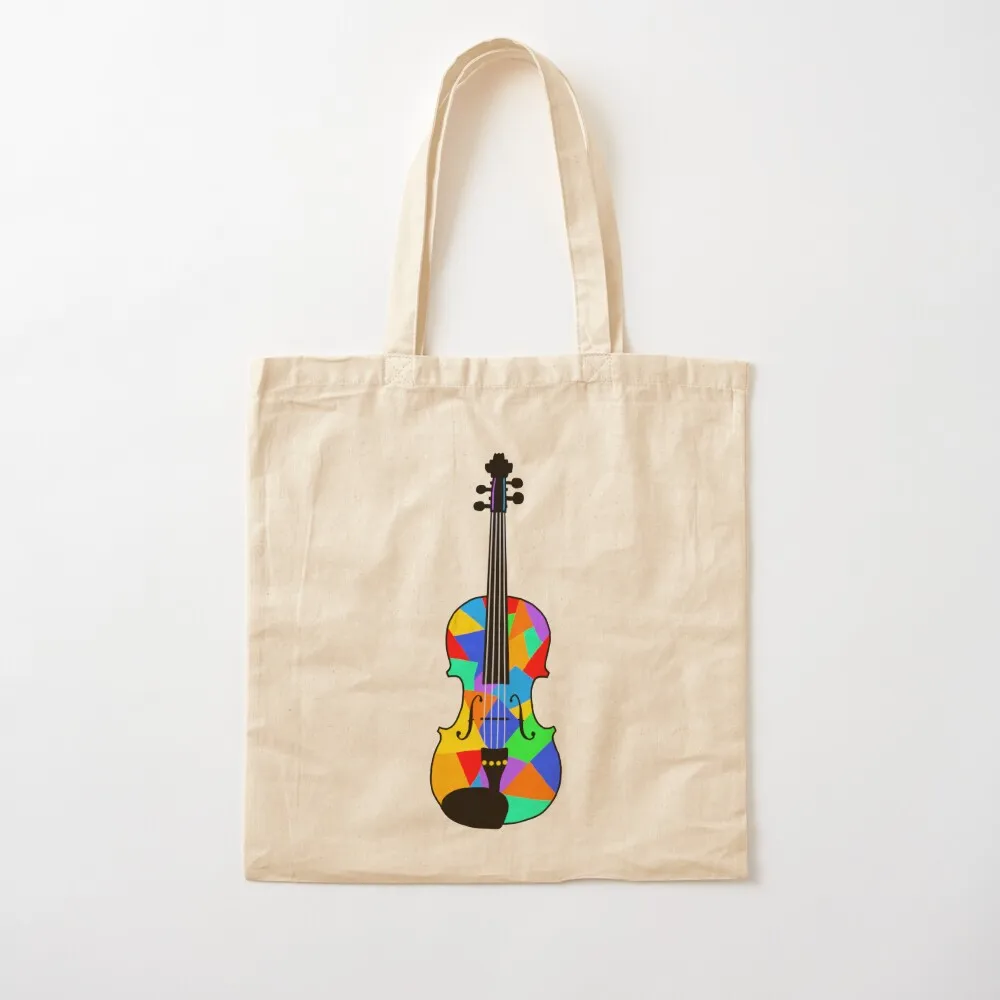 Colourful Violin or Viola Tote Bag Canvas custom fabric bag Shopper handbag personalized tote Canvas Tote Bag