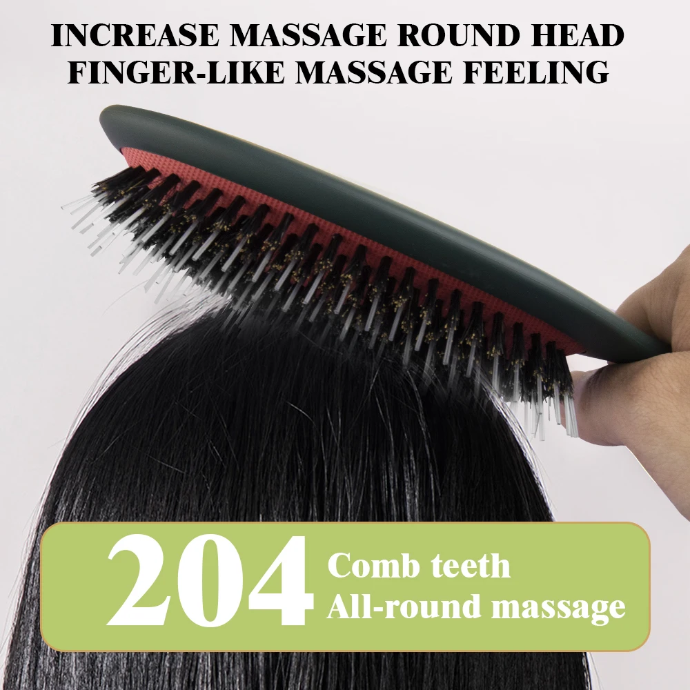 مشط شعر بوسادة مطاطية بشعيرات الخنزير ABS + نايلون + خنزير: متعدد الألوان، بسيط، جاف/رطب للاستخدام في الصالونات/المنزل