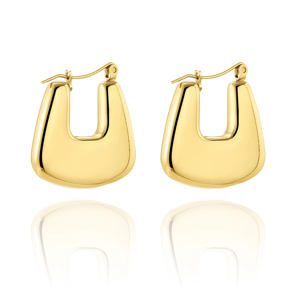 

WILD & FREE Statement Stainless Steel Geometric Hoop Earrings Jewelry for Women Trendy Metal Earrings Golden Accessories