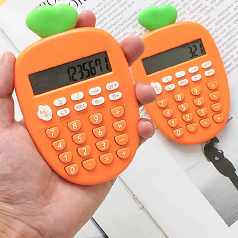 

Carrot Shape Calculator 12-bit Display Digital Mini Cute Small Portable Calculators for Office Colorful Plastic