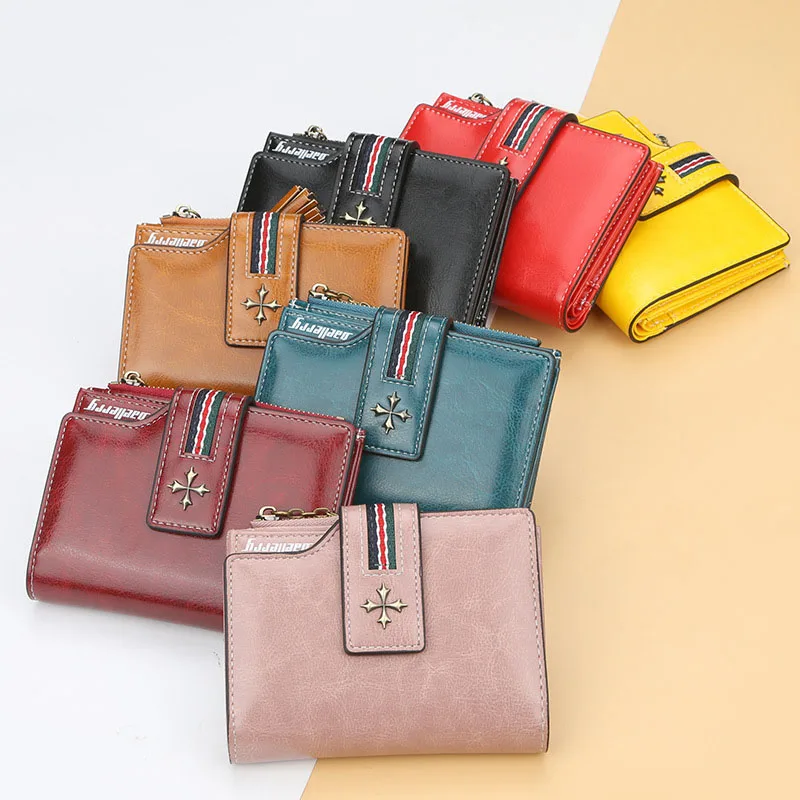 Elegant Women Multi Card Casual PU Leather Purse with Style Storage Card Bag Coin Short Wallet Change Purse Carteras Para Mujer