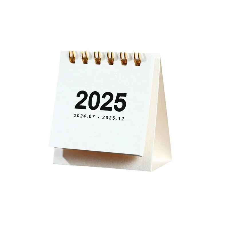 2024-2025 Retro Simple Solid Color Desk Calendar Desktop Paper Mini Stand Calendar Daily Table Planner Yearly Agenda Organizer