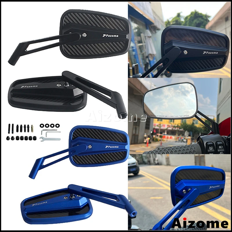 Motorcycle Carbon Fiber Rearview Mirror CNC Aluminum 8mm 10mm 5/16