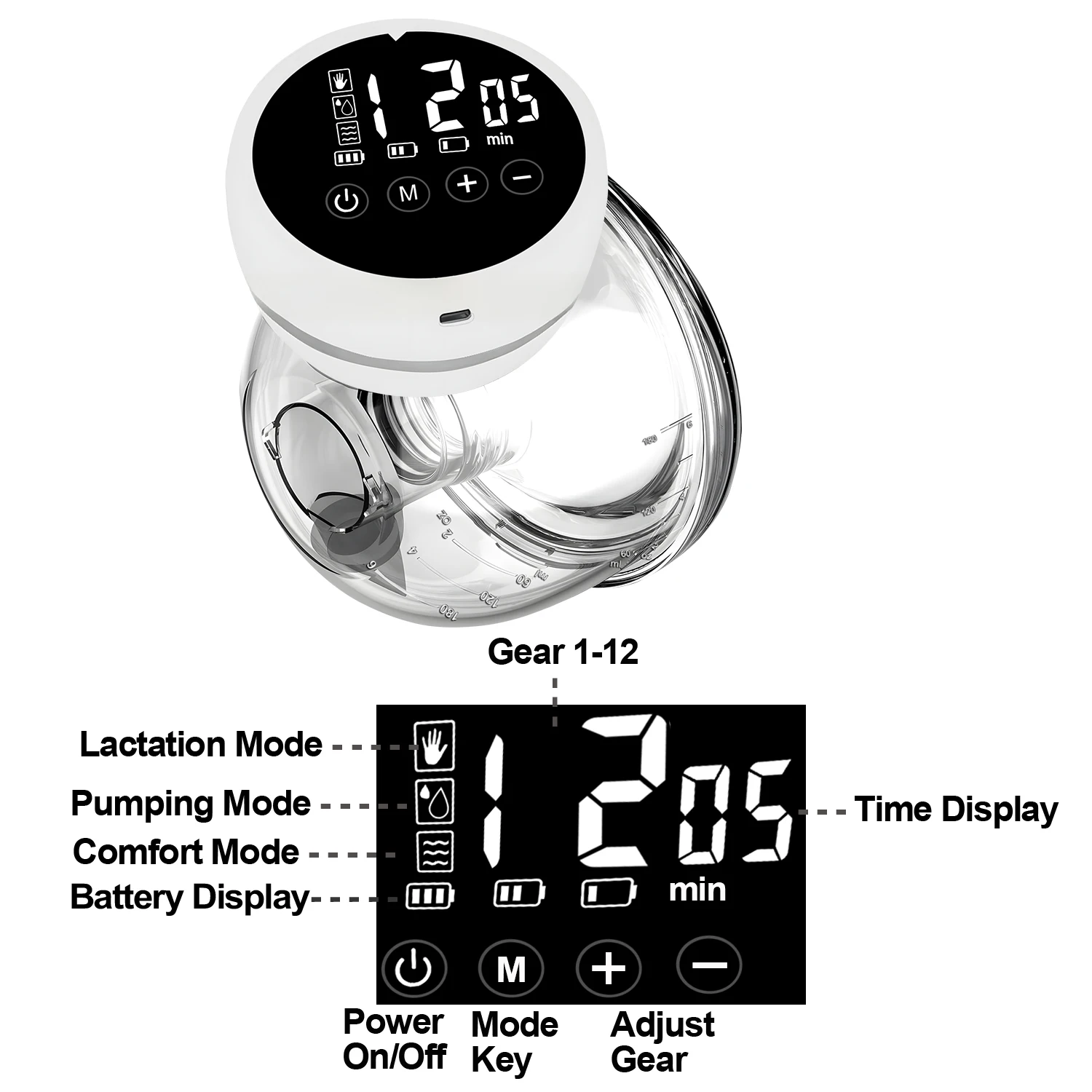 1PCS Wearable Electric Breast Pump Milk Collection Hands-free Automatic Intelligent Breast Pump Portable Travel