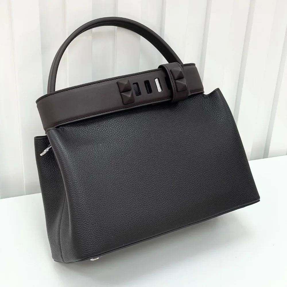 

Light Luxury High-end New First-layer Cowhide Handbag Togo Leather Bag Single Shoulder Oblique Span Women's Bag Temperament