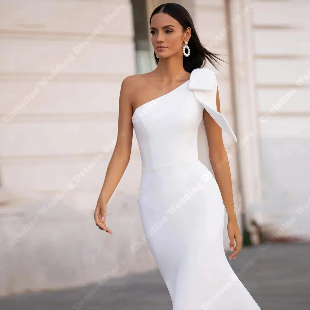 Eleganckie minimalistyczne suknie ślubne damskie eleganckie satynowe suknie ślubne syrenki długość do mopowania księżniczki bankietowe Vestidos De Novias