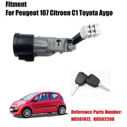 Car Engine Ignition Barrel Lock Replacement With 2 Keys For Peugeot 107 Citroen C1 Toyota Aygo N0501412 Car Starting Part
