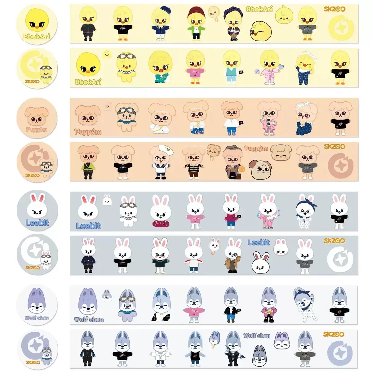 

Kpop Hot Cartoon image SKZOO Pocket Tape Hyunjin Felix LeeKnow Cartoon Washi Tape Han BangChan I.N Cute Decorative Sticker Tape