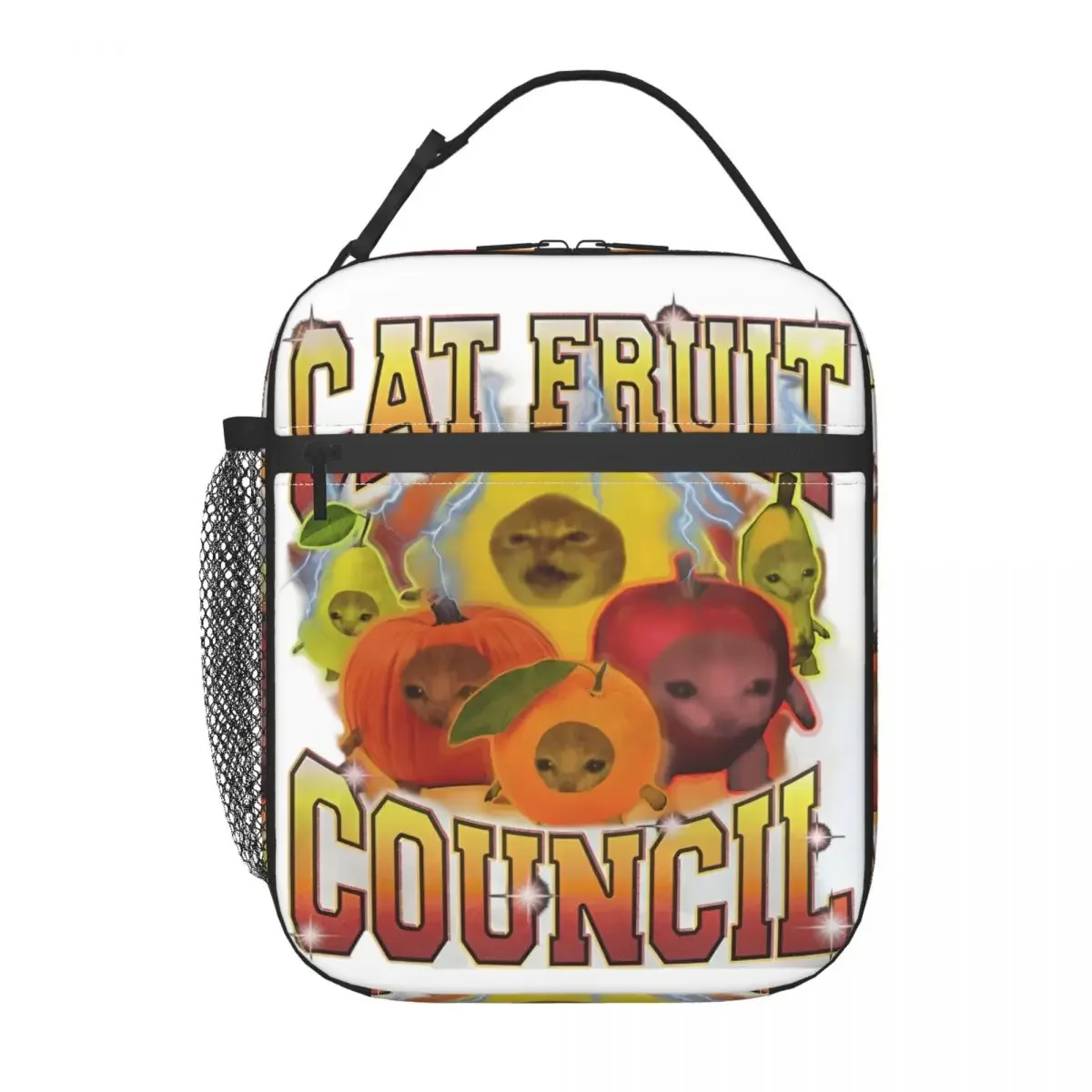 Cute Banana Cat Happy Anime Meme Merch Insulated Lunch Bag For School Food Container Portable Thermal Cooler Bento Box