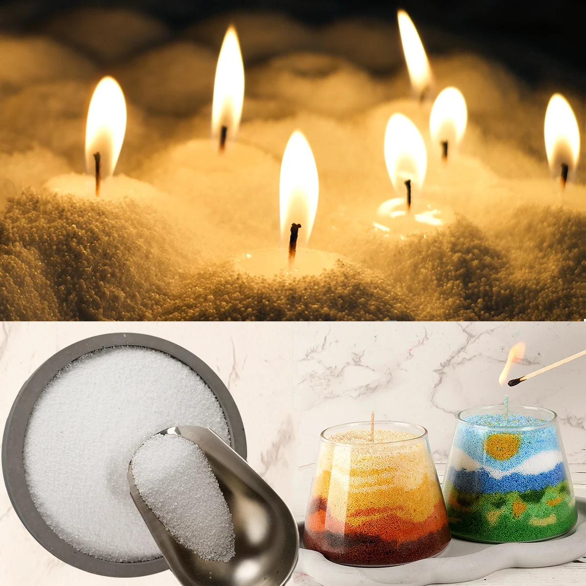 500g/1000g White Sand Wax Ice Flower Wax DIY Candle Making Accessories Supplies Snowflake Wax Candle Landscape Painting Sand Cup