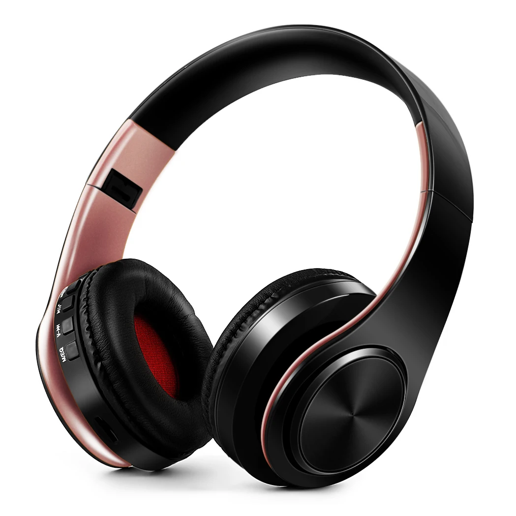 Słuchawki bezprzewodowe Bluetooth stereo AYVVPII z FM i obsługą kart SD, z mikrofonem, do telefonów komórkowych iPhone, Samsung, tabletów i odtwarzaczy MP3. — zdjęcie produktu 7
