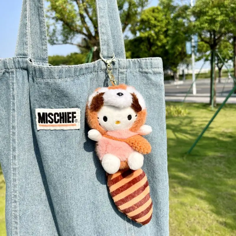 Kawaii Sanrio Hello Kittye Plush Keychain Pendant Anime Cartoon Women's Backpack Accessories Desktop Ornament Festival Gift