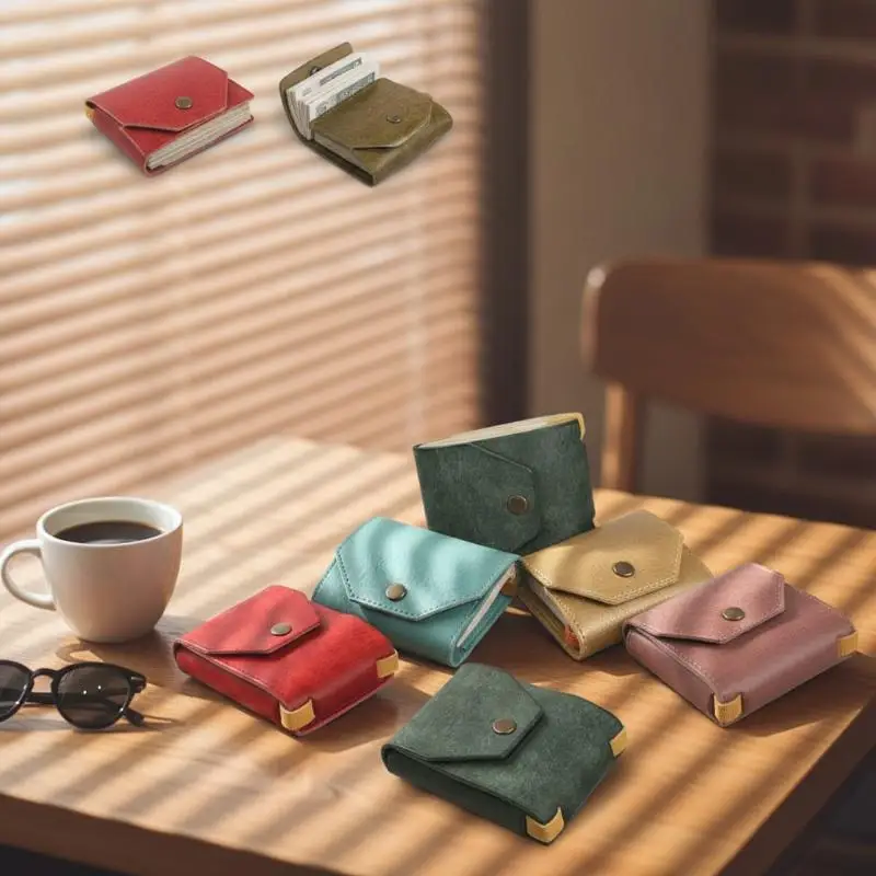 Leather Wallet Storage Bag RFID Anti-Theft Retro Design Pocket Wallet for Women Outdoor Short Trips
