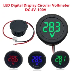 1PC DC4-100V Voltmeter LED Digital Display Round 2-wire Voltmeter DC Digital Car Current Meter Voltage Meters Volt Detector