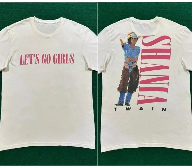 

Shania Twain Let’s Go Girls 2-сторонняя белая футболка унисекс с короткими рукавами NH15382 Высококачественная роскошь для мужчин и женщин Топ Y2k