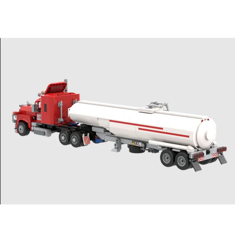 

Модель строительного блока серии MOC-116126 с красным грузовиком и прицепом, 9474 деталей, креативная детская игрушка на день рождения для мальчиков в подарок