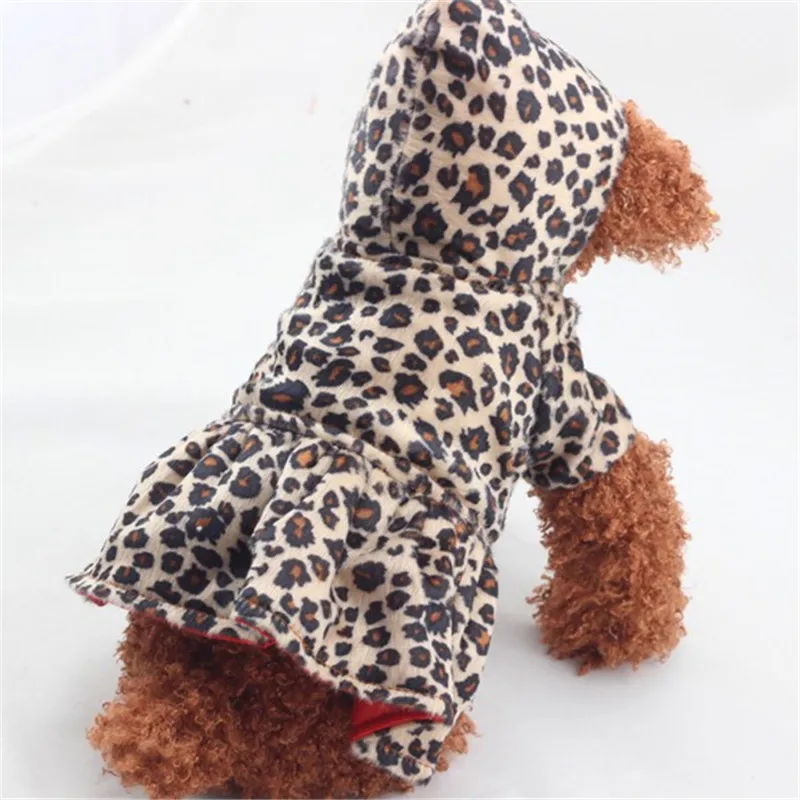 Winter Dog Clothes Cute Pet Dogs Leopard Costume Puppy Cotton Hoodie Clothes Warm Dog Coats & Jackets Chihuahua Pet Apparel