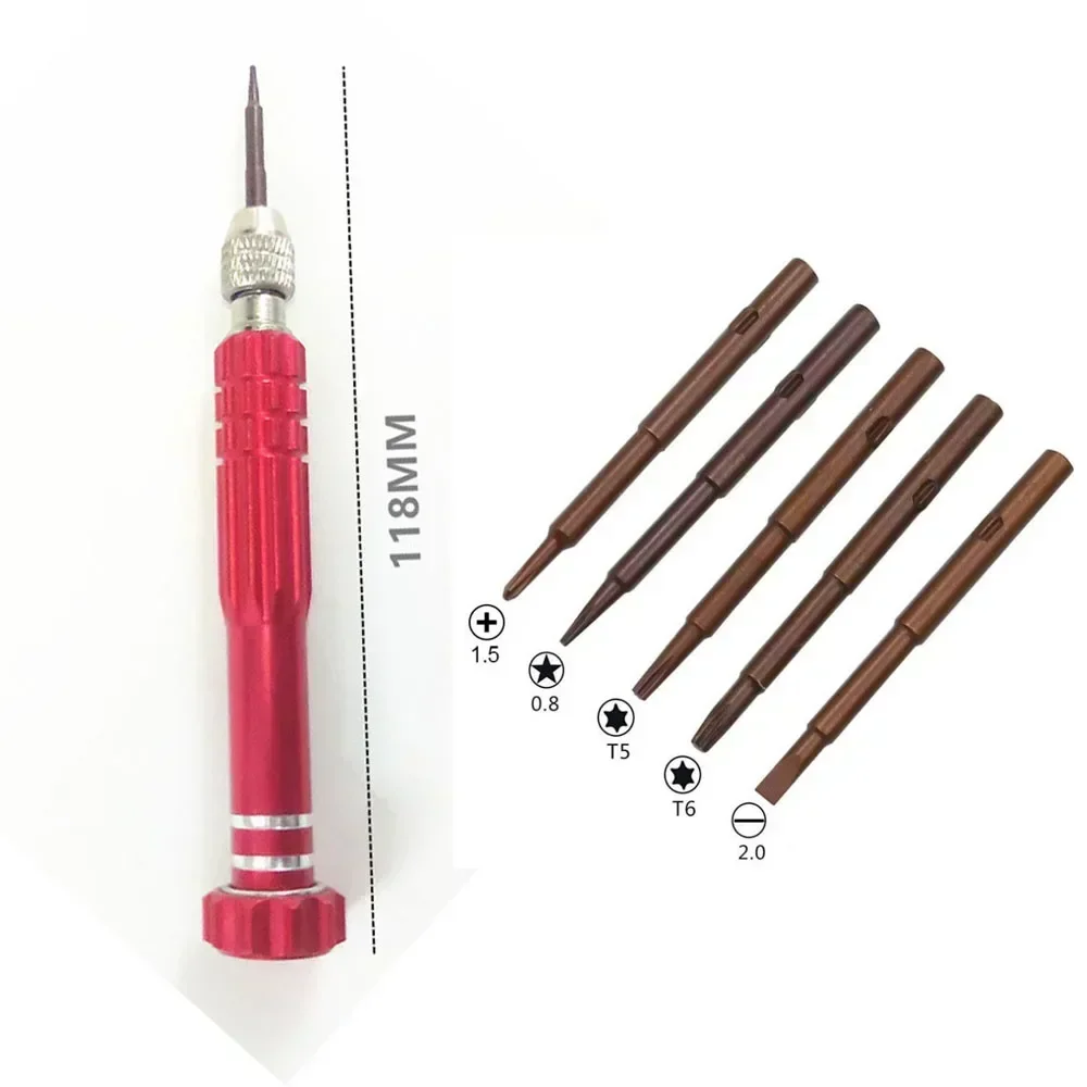 5 in 1 Screwdriver Watch Repair Tools Multifunctional Set Disassembly Screwdriver Slotted Cross Plum Blossom Computer Glasses