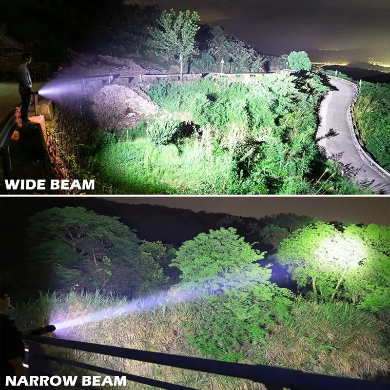 Super Bright LED White Laser Flashlight Long Range Zoomable Torch USB Rechargeable Outdoor Work Light for Outdoor Camping