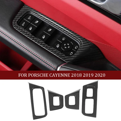 Imagen 2 del producto Cubierta de fibra de carbono para palanca de cambios de coche, accesorio para Porsche Cayenne 2018, 2019, 2020, 2021, 2022