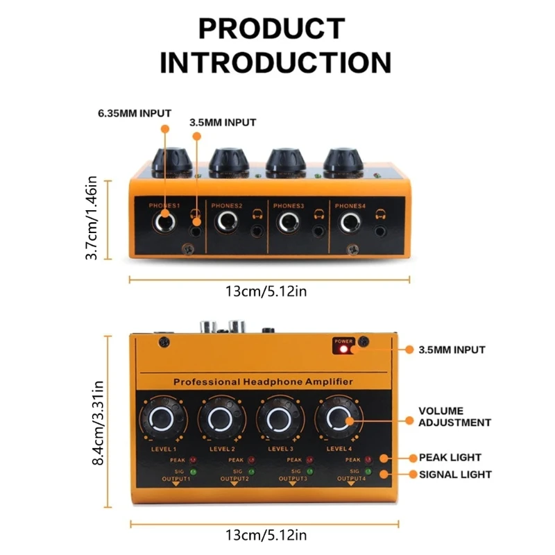 Amplificador De Som Portátil, 4-Way Controle Independente Botão Headphone Amp, transporte Da Gota