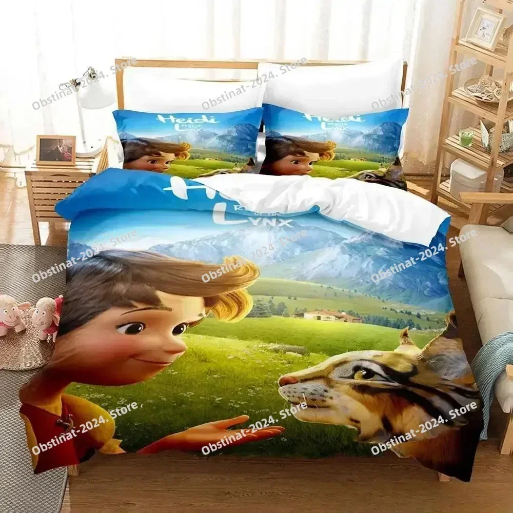 3D Anime Heidi, Girl of the Alps Bedding Set Printed Bed Set With Pillowcase Bed Duvet Cover Single Double Queen Super King Size