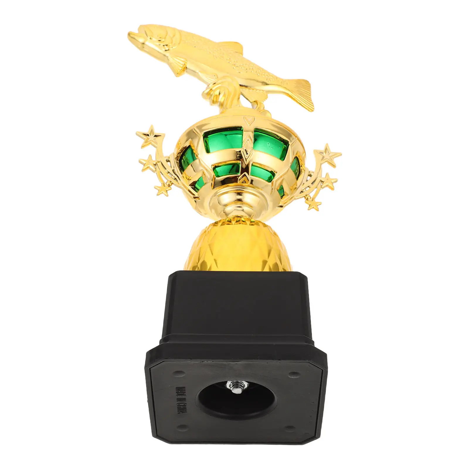 Mini Golden Fish Trophy Plastic Award Black Base for Angling Competition Fishing Derby Tournament Champion Celebration Prize
