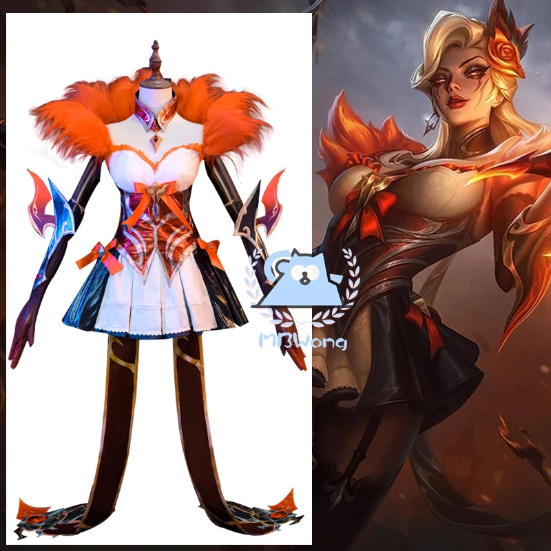 

Игра LOL Western Magic Shadow Evelynn Косплей Костюм LOL High Noon Evelynn Костюм Женское Оранжевое Платье Полный Комплект Парик Хэллоуин