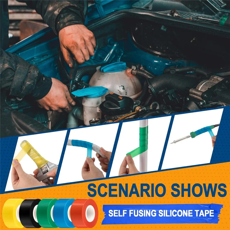ABGG-شريط كهربائي ذاتي الصمامات من السيليكون 1 بوصة × 10 أقدام 10 لفات شديدة التحمل مقاومة للماء للسيارات والخرطوم ومعدات الصالة الرياضية #2