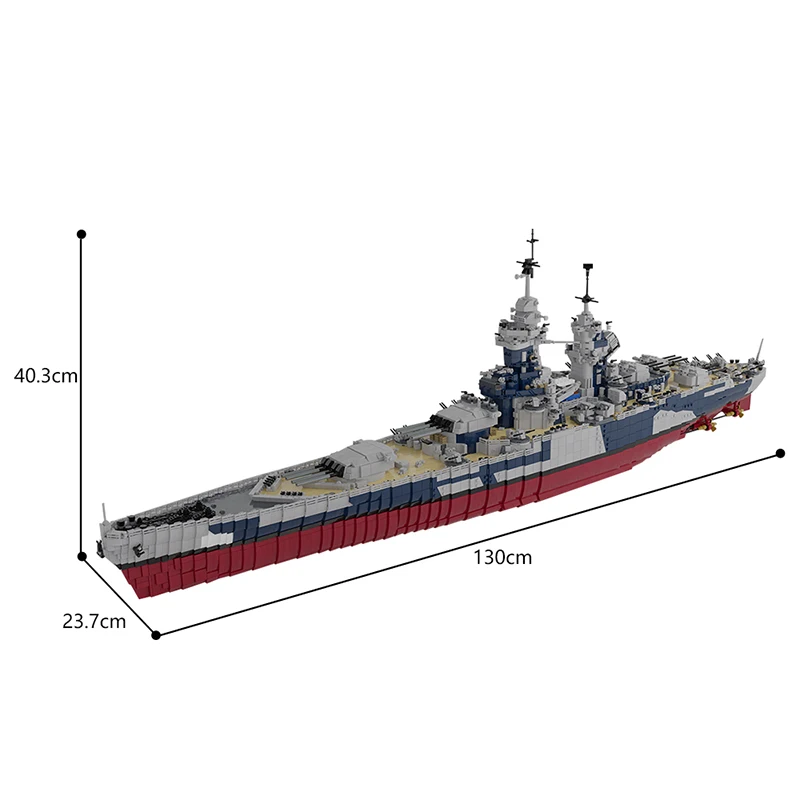 Battleship Building Blocks Set French Battleship Richelieu Ship Brick Building World War Warship Boat Model Toy for Children