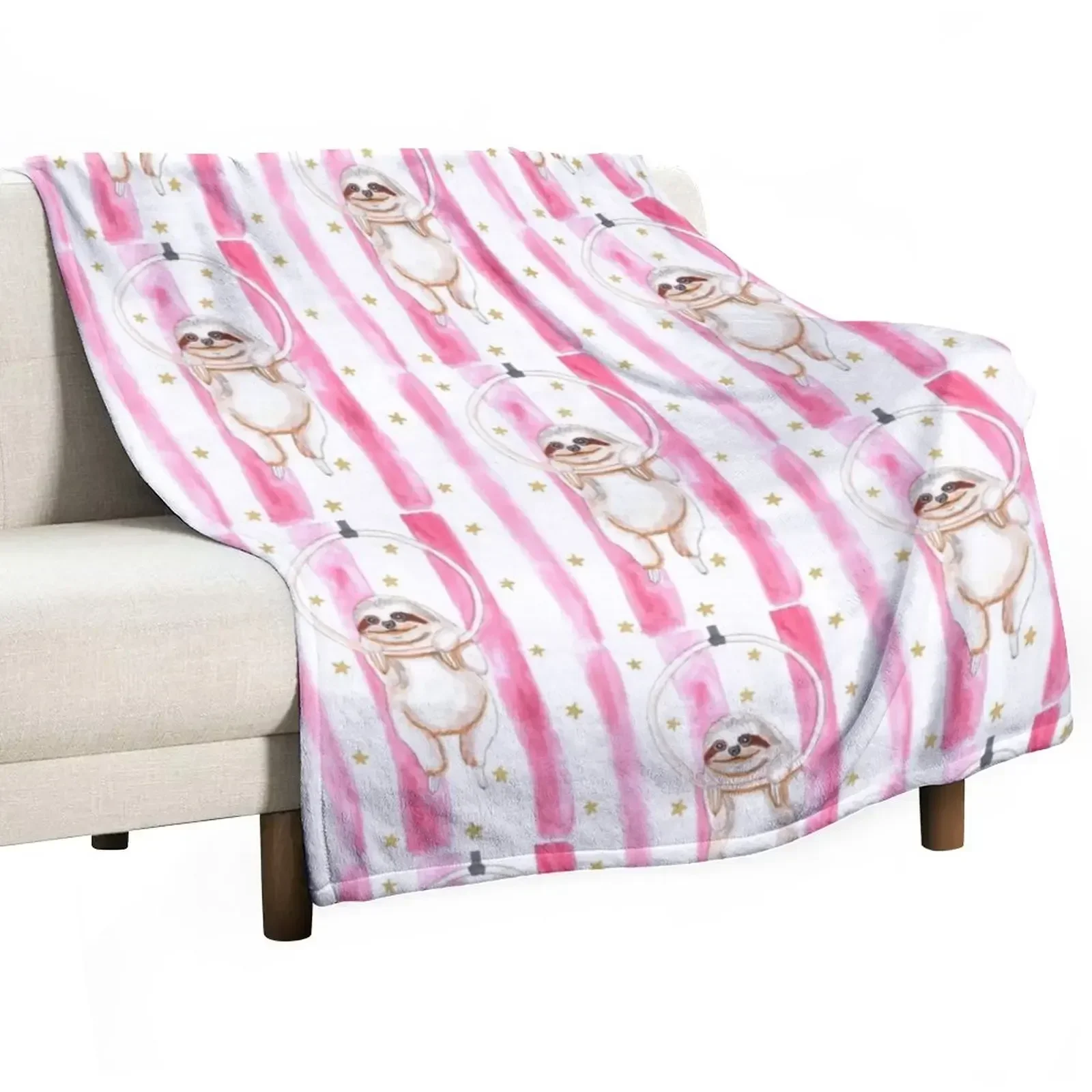 

Circus Sloth Watercolor Throw Blanket Bed linens Decorative Sofas Thermal Luxury Throw Blankets