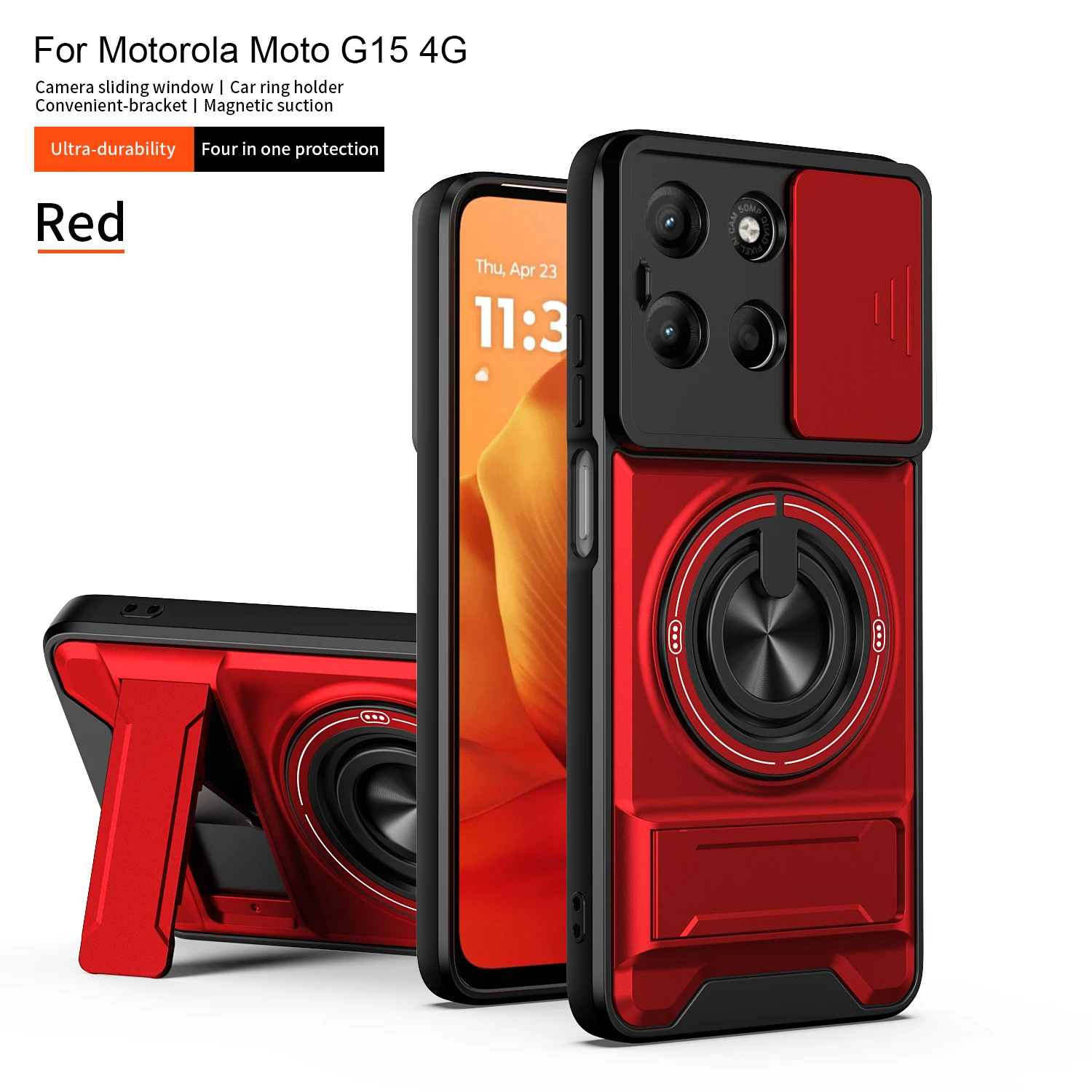 Für Motorola G15 Hülle Moto G17 Cover Moto G15 Power G17Power Magsafe Magnetische Klapphalterung Militärische Panzerung Kameraschutzabdeckung – Detail 16