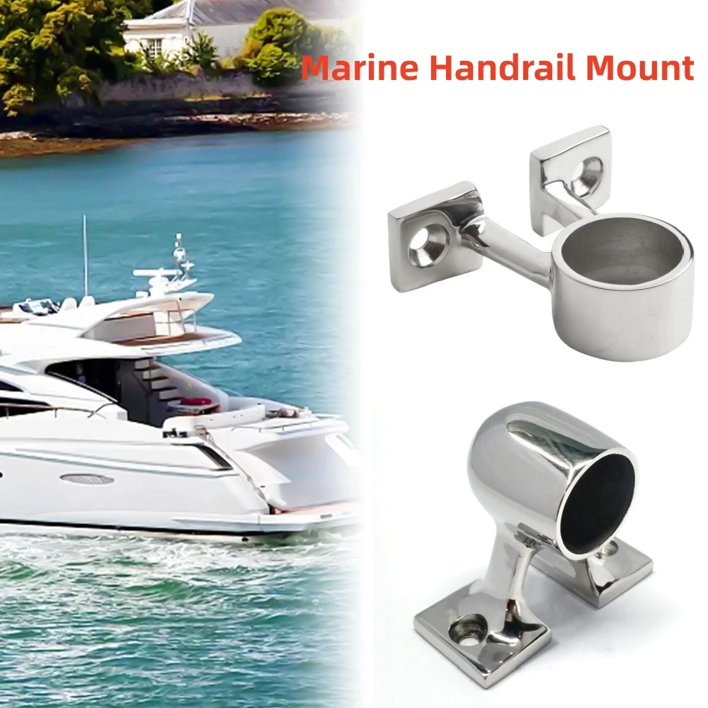 Stainless Steel Marine Handrail Mount Bracket 25mm 90° Boat Hand Rail Fitting Middle/End Stanchion Support Railing Parts