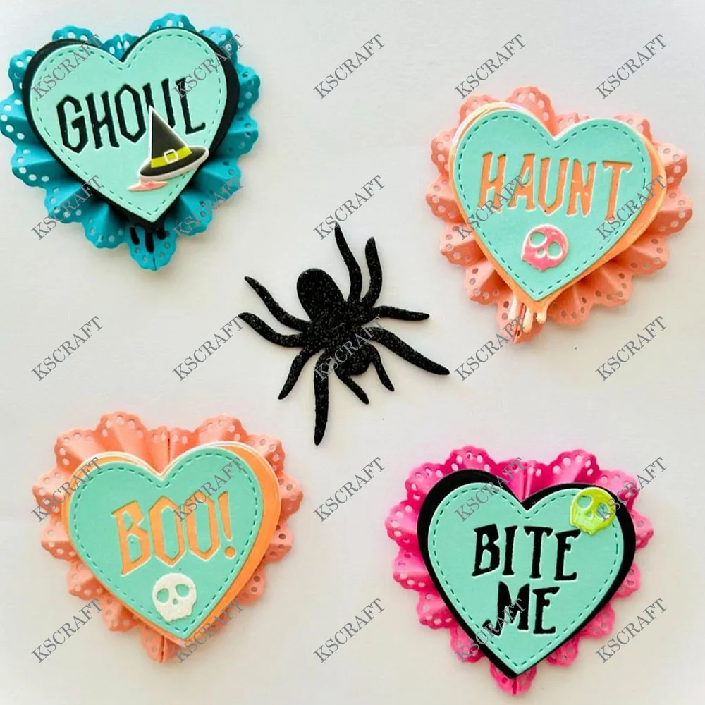 KSCRAFT Halloween Conversation Hearts Cutting Dies Stencils for DIY Scrapbooking Decorative Embossing DIY Paper Cards