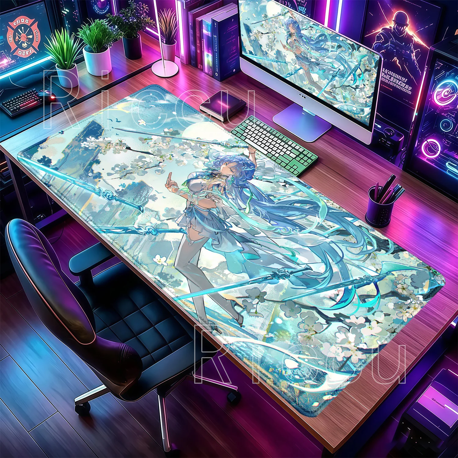 Mousepad Qingxiao Wuthering Waves PC Gaming WuWa Keyboard Non-slip Base HD Printing Desk Mat Offices Accessories Overlock Carpet