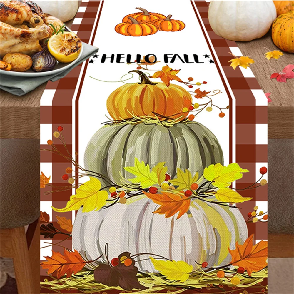 Sunflower plants Halloween table Flag gnome table Runner Thanksgiving Jack-o '-Lantern Holiday party kitchen centerpiece